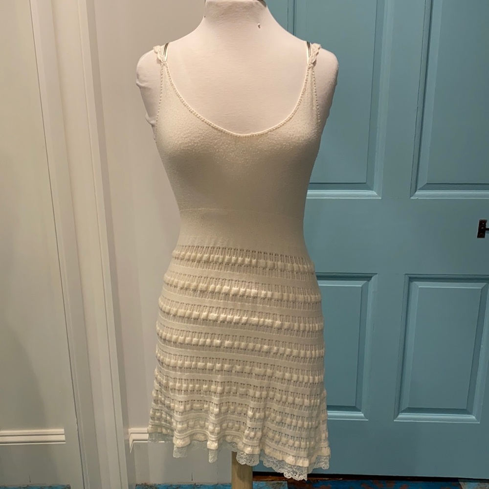 White knitwear fitted dress